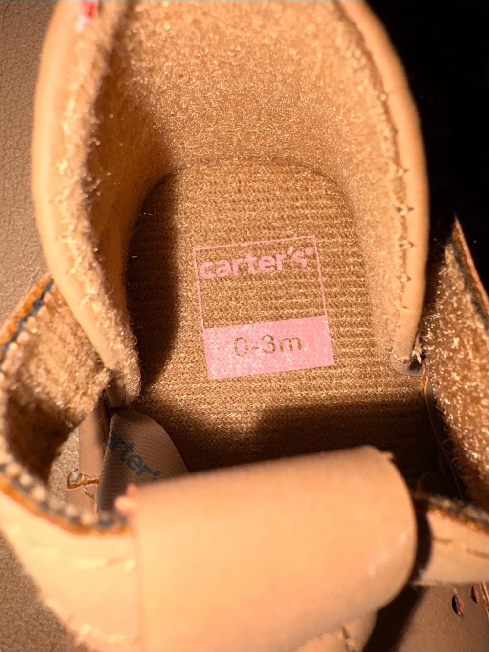 Carter's Tan Perforated T-Strap Baby Sandals